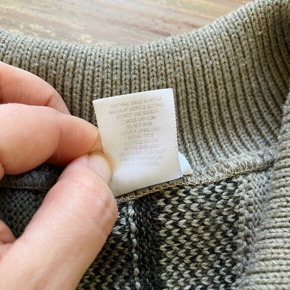 Outline Pullover Polo Sweater Textured Knit Grey/Beige Vintage 90s - Picture 7 of 7
